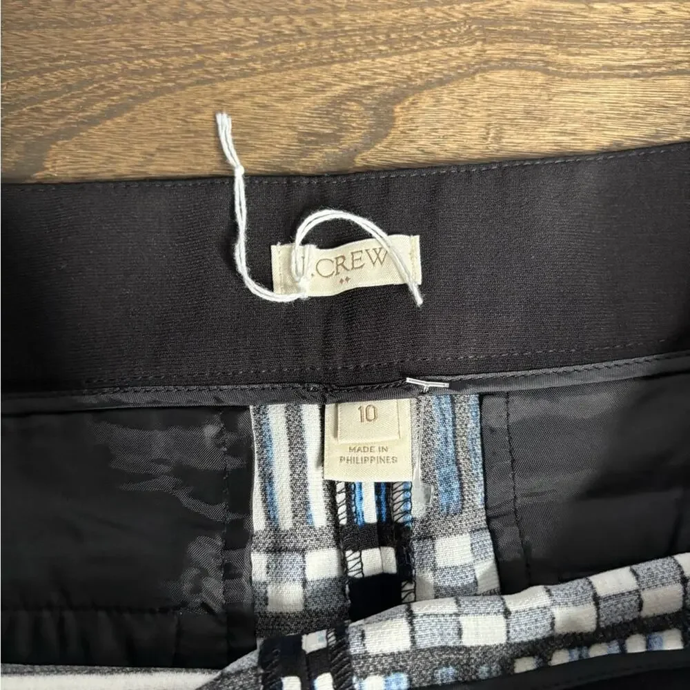 J. Crew Blue Black Printed Shorts Side Zipper 10